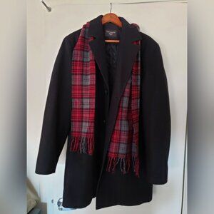 Dockers Wool Blend Car Coat with Scarf (Black, M) NWOT